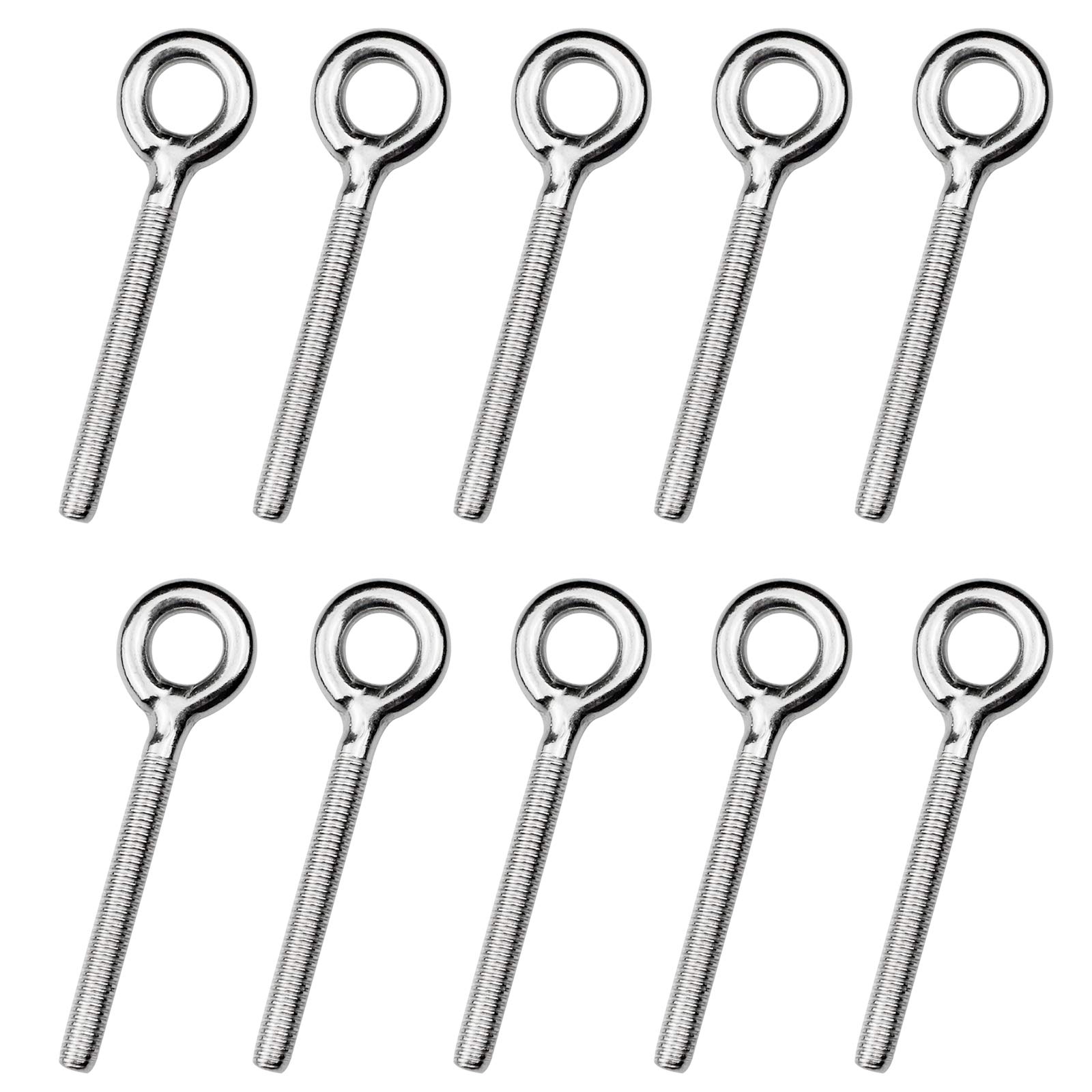 oupados Aallo 10 Pcs M6 Eye Bolts Closed Coil Screw Eye Bolts Heavy Ring Shape Eyebolts with Long Shank, Corrosion Resistant for Living Lifting and Various Engineering Lifting Equipment — image 1