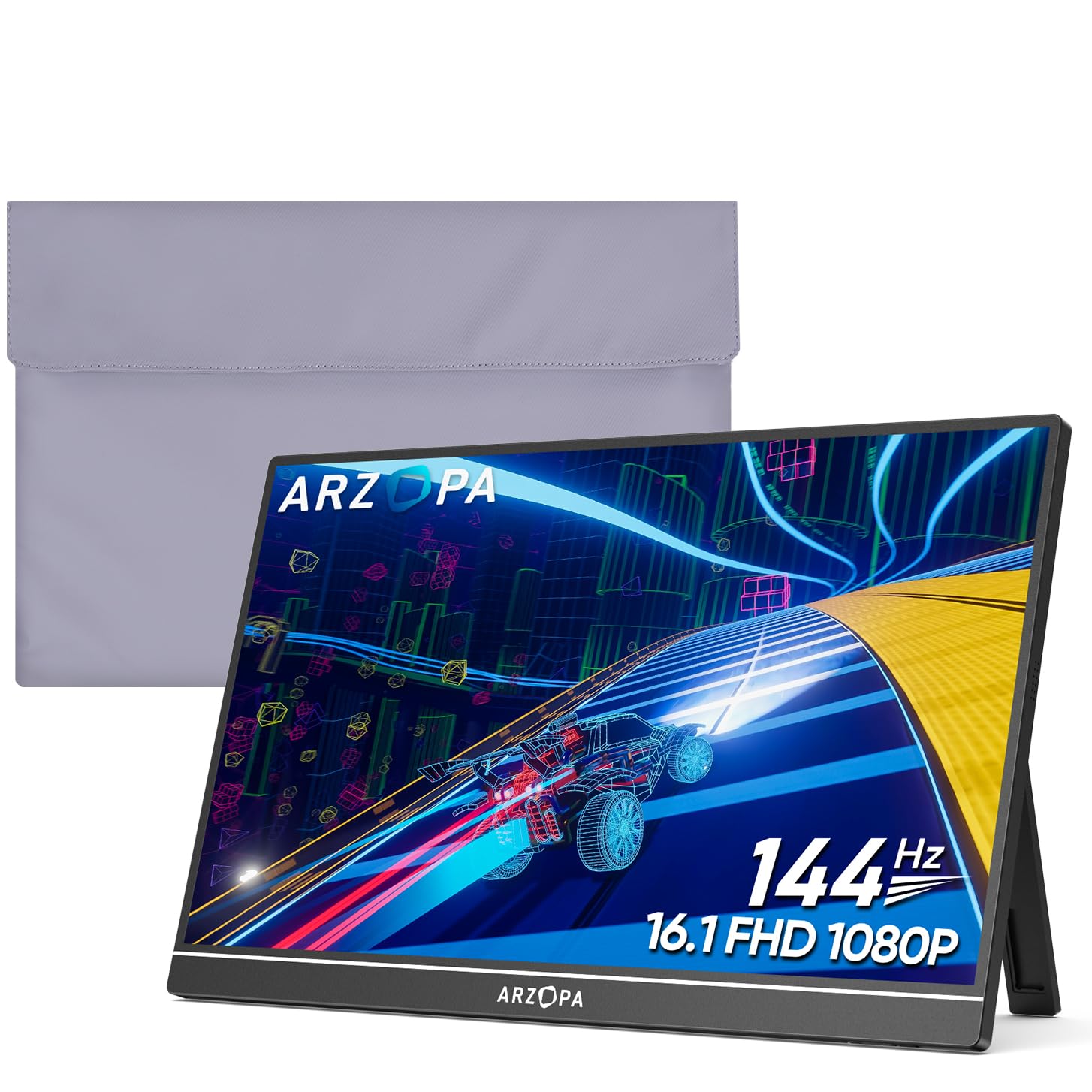ARZOPA Portable Monitor & Sleeve,16.1'' 144Hz 1080P