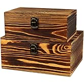 BigHala Wood Boxes Wooden Storage Box Treasure Chest Memory Hobby Preservation Rustic Decorative Archival Organizer with Latc