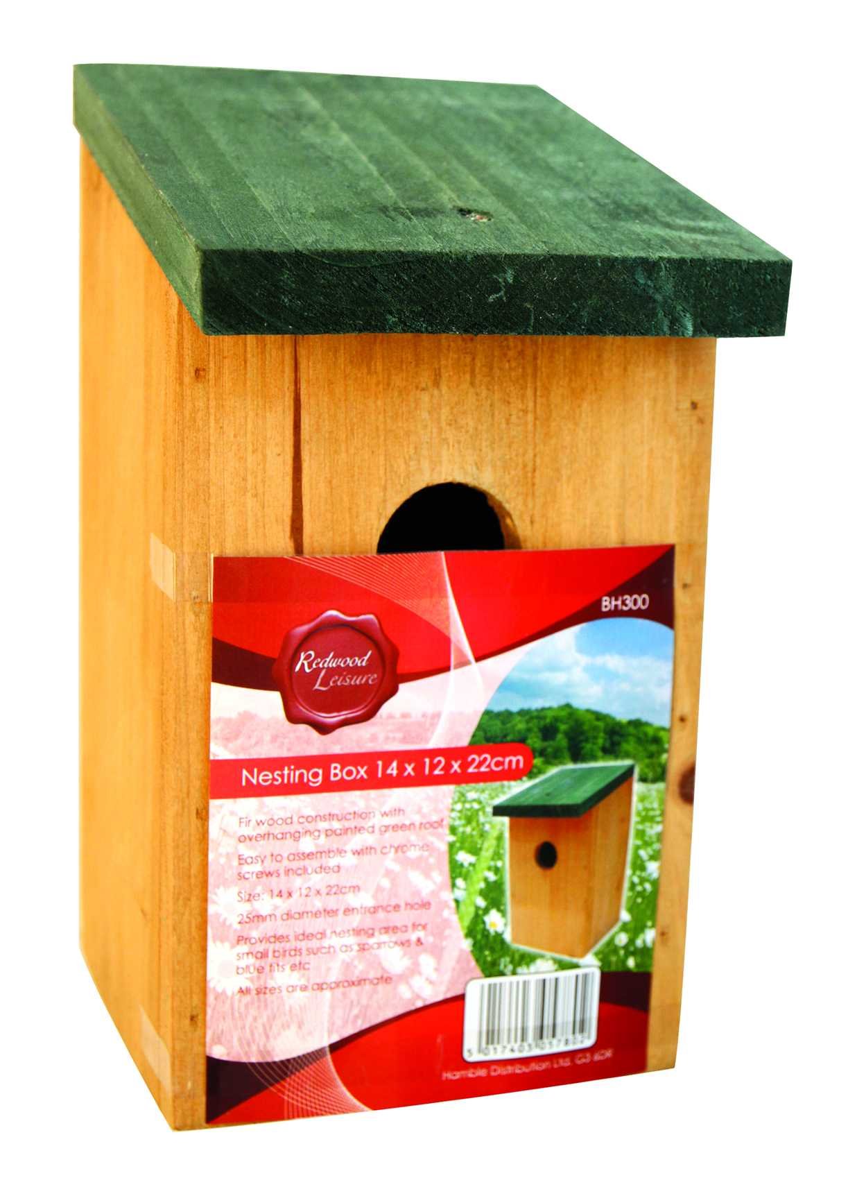 Hamble Distribution ltd Redwood BB-BH300 14 x 12 x 22cm Wood Bird Nesting Box