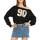 Forever 21 womens Off-shoulder Fleece Sweatshirt Crewneck With Graphic Print