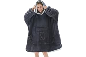 L'AGRATY Oversized Hooded Blanket Sweatshirt with Pockets - Cozy Flannel Sherpa for Women & Men