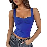 ForeFair Women Sleeveless Sexy Backless Going Out Crop Top Y2K Strappy Ruched Tank Top Summer Tight Slim Fit Cute Tops