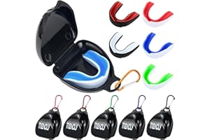 MENOLY 6 Pack Youth Mouth Guard, Sport Mouth Guard with 6 Portable Cases for Football Basketball Boxing MMA Wrestling Hockey