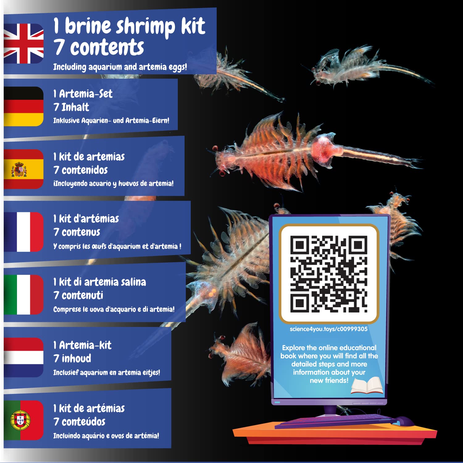 Science4you Artemias Aqua Creatures (Triops Family) - Aquatic Dragons Kit for Kids, Sea Creatures Aquarium + Aqua Monkey Dragon Eggs Included, Ecosystem, Toy and Gift for Kids Age 6 7 8 9 10+