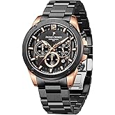 Paras Crown Mens Watches Luxury Chronograph Analog Watch Japanese Quartz Movement Stainless Steel Case 5ATM Waterproof Watches for Men