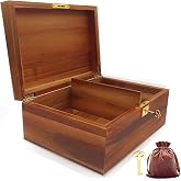 WELITTCON Wood Box Large Decorative Wooden Storage Box with Hinged Lid and Locking Key Premium Acacia Keepsake Chest Box Memory Gift Wooden Boxes 11 X 8.5 X 5 Inches