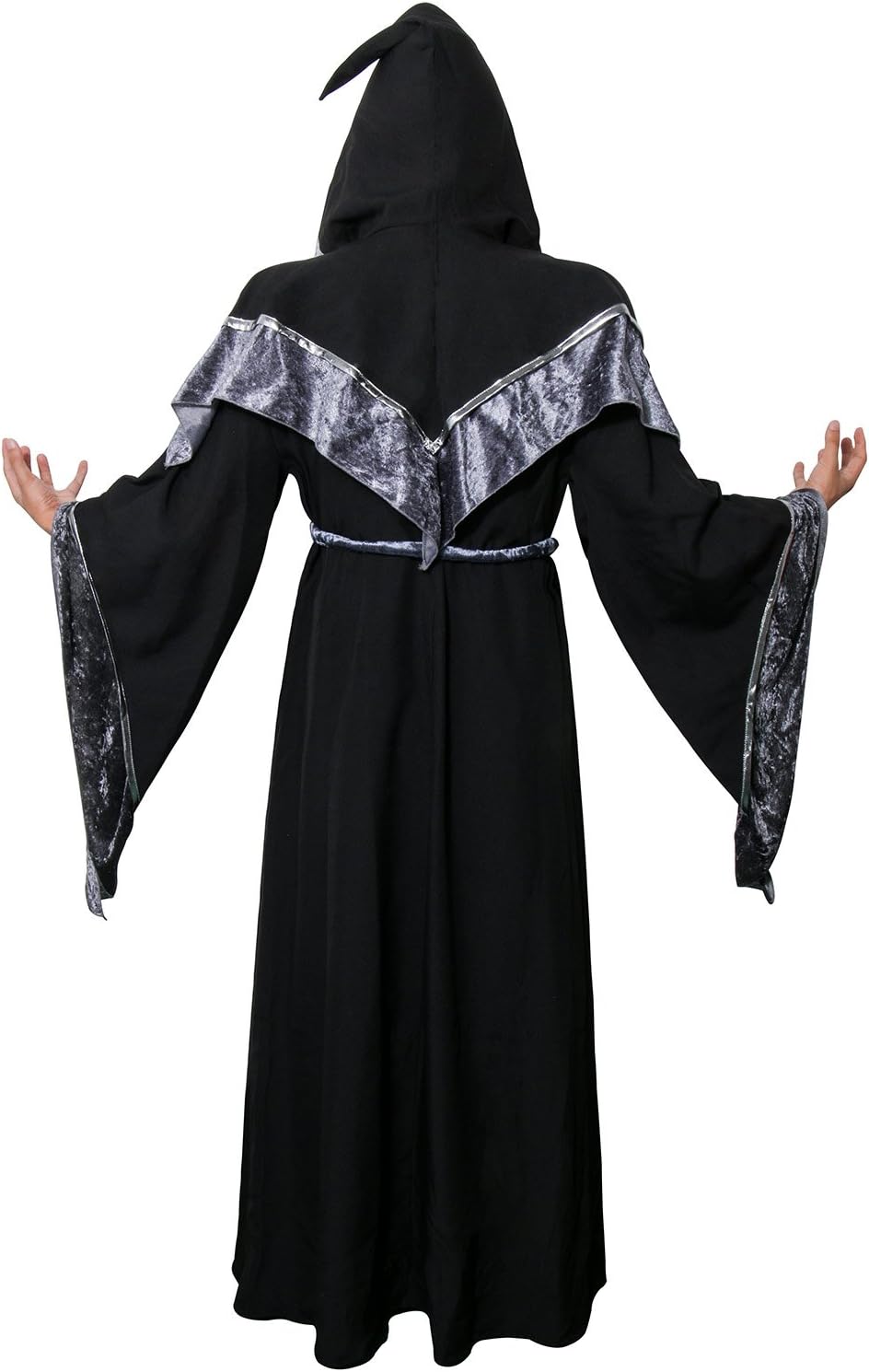 NOFONDA Men's Dark Wizard Robe Medieval Monk Robe Dark Mystic Godfather Sorcerer Hooded Costume Cape Cloak Halloween Cosplay(Large) - Image 3