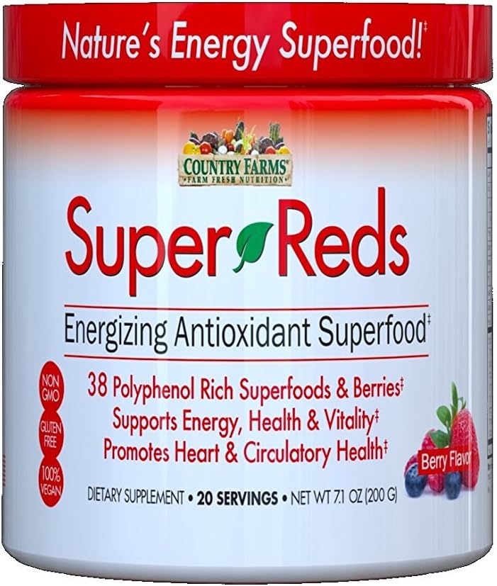 Country Farms Super Reds, Berry Flavor, 7.1oz. Per Jar (4 Pack)