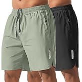 Vkluck Athletic Running Shorts for Men 7" Lightweight Quick Dry Gym Shorts with Zipper Pockets for Casual, Workout, Travel