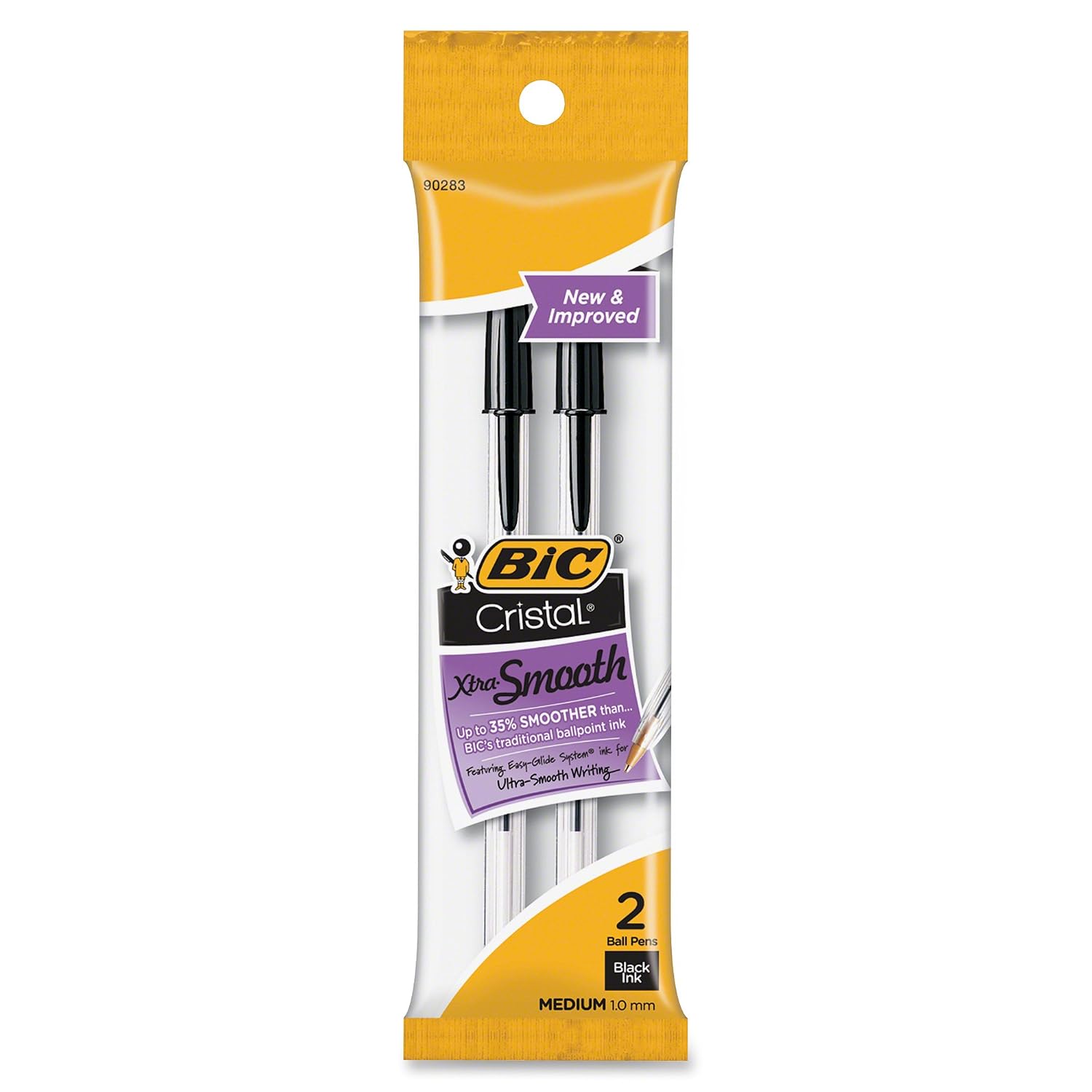 Bic pen ballpoint stic 2-pack med Black msp21bk (070330902831)