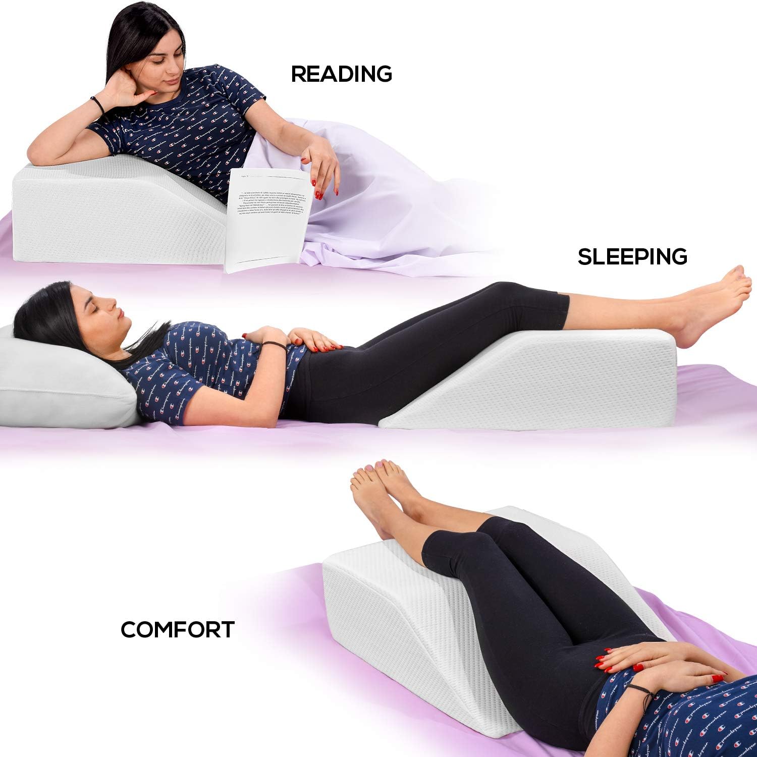 Leg Elevation Pillow - with Memory Foam Top, High-Density Leg Rest Elevating Foam Wedge- Relieves Leg Pain, Hip and Knee Pain, Improves Blood Circulation, Reduces Swelling - Breathable, Washable Cover: Home & Kitchen