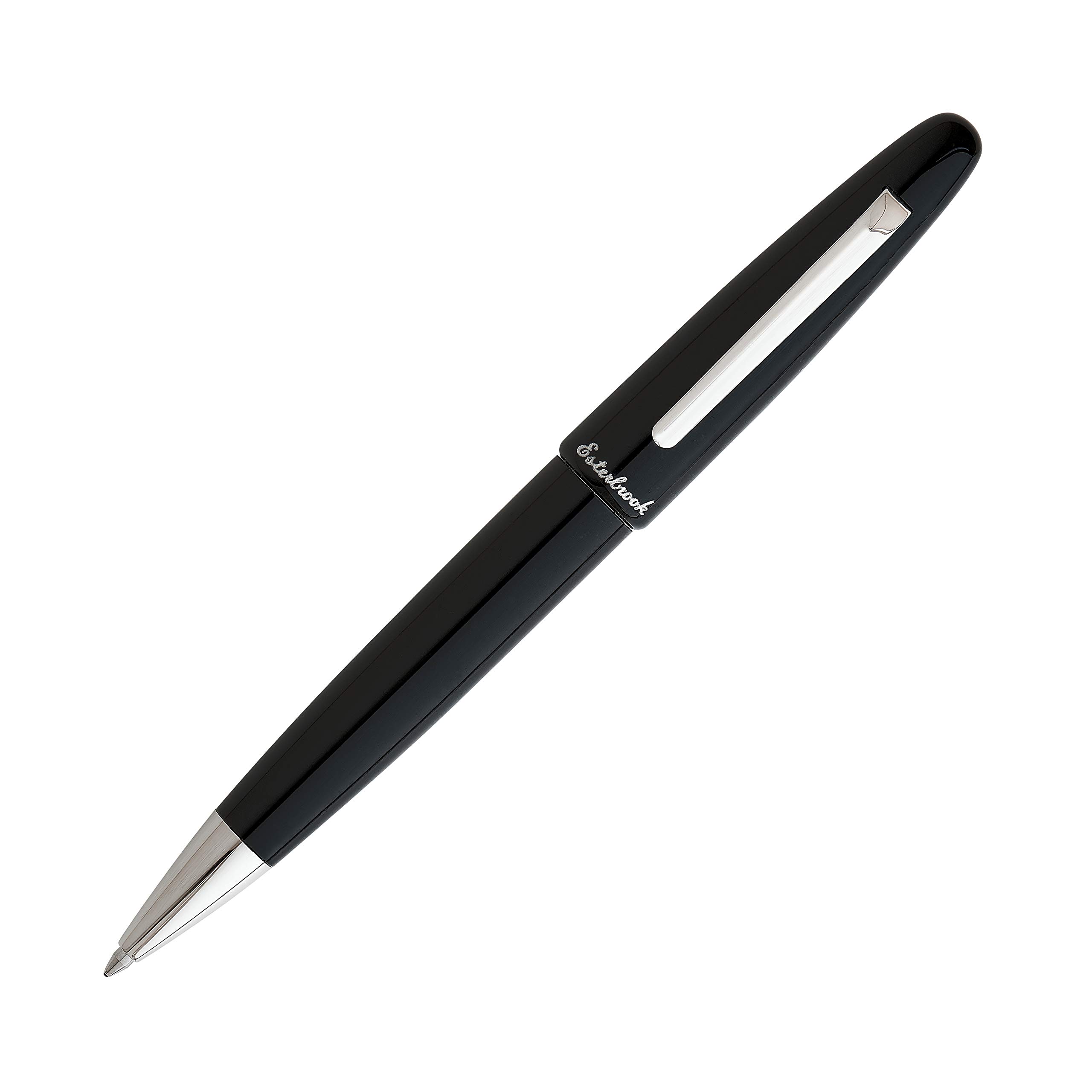 Esterbrook Estie Series Acrylic Ballpoint Pen - Black with Silver Detail - Twist Mechanism - Fitted with Black Ink Refill - E199
