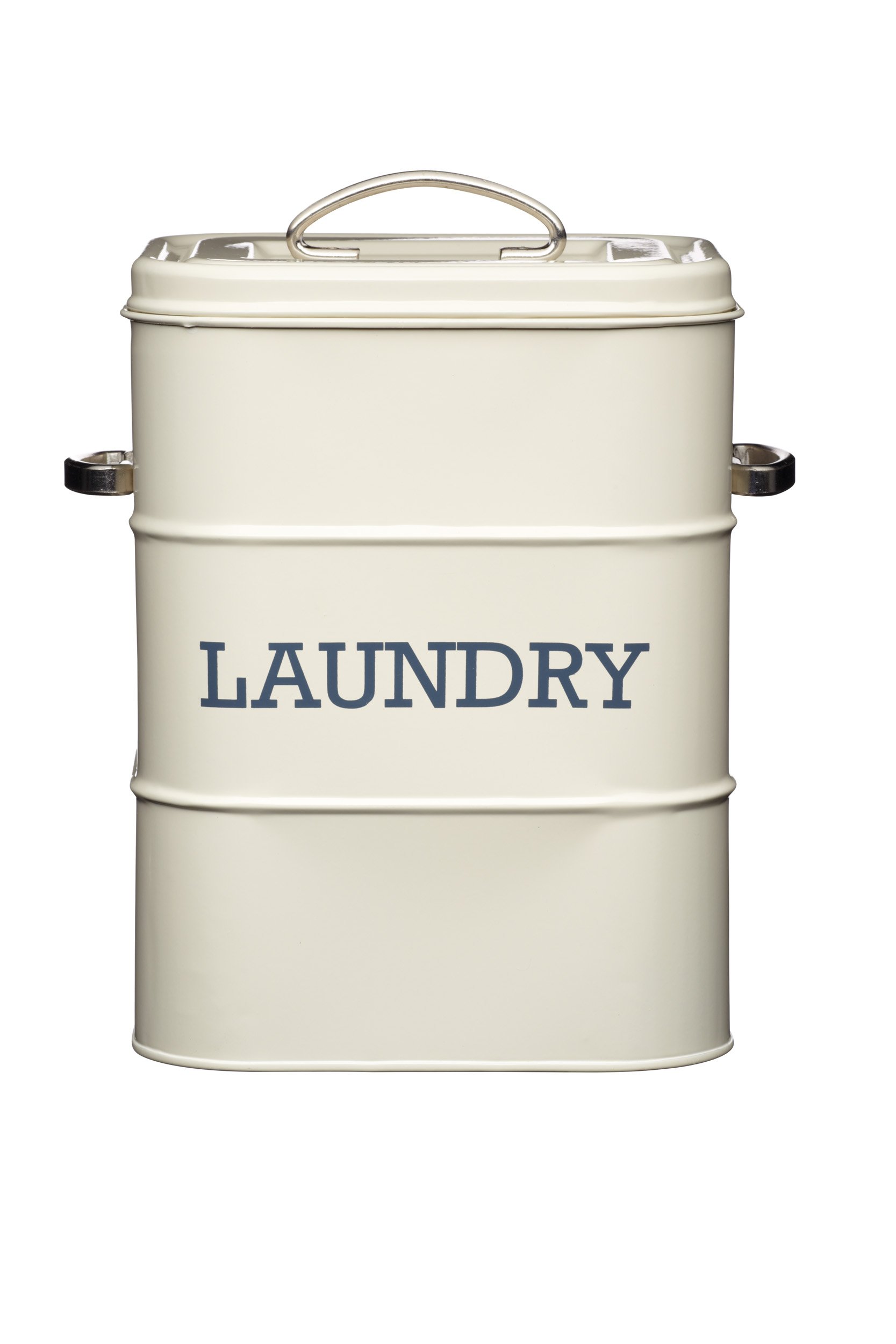 KitchenCraft Living Nostalgia 3 kg Metal Laundry Powder Tin, Kitchen/Utility Detergent Storage Box Accessory, 19 x 16 x 27 cm - Antique Cream