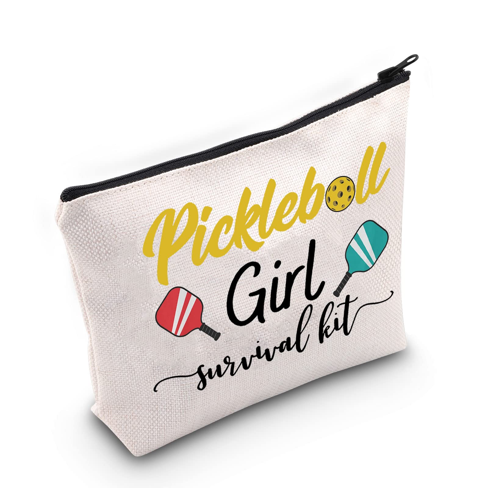 WZMPA Pickleball Girl Cosmetic Makeup Bag Pickleball Player Gift Pickleball Girl Survival Kit Makeup Zipper Pouch Bag Pickleball Training Gift, Pickleball Girl
