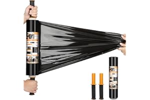 Origuuds Stretch Film, 80 Gauge Stretch Wrap with Handles, Industrial Strength Plastic Wrap for Moving, Pallet Wrap, Luggage,
