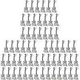 GALPADA Guitar Charms Bulk - 60Pcs Alloy Guitar Pendant for Diy Necklace Bracelet Keychain & Scrapbooking - Unique Antique Style Jewelry Making Accessories