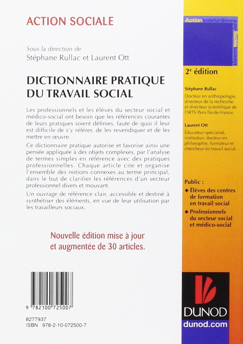 Amazon Fr Dictionnaire Pratique Du Travail Social 2e Ed Rullac Stephane Ott Laurent Livres