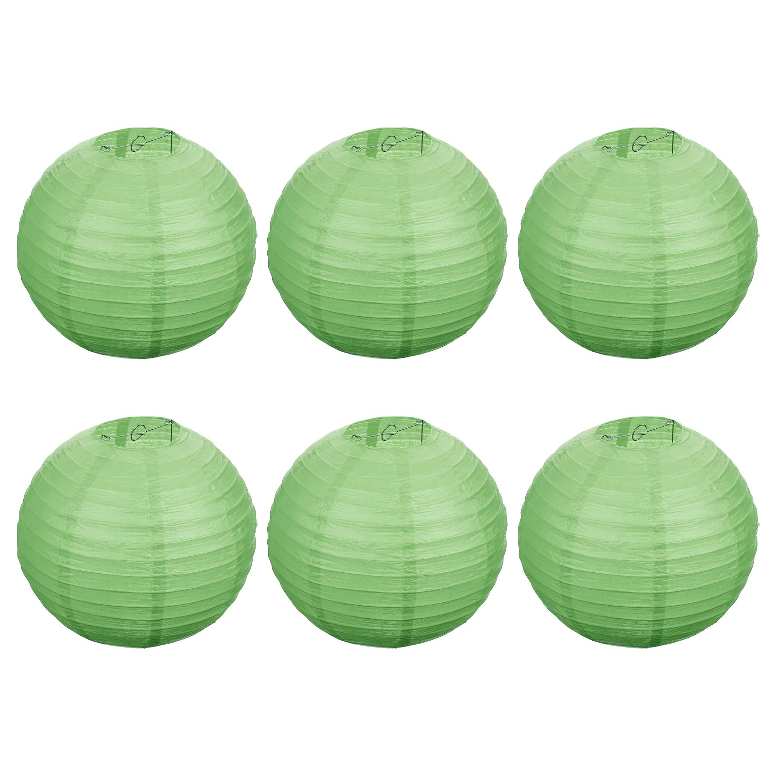 PATIKIL 12 Inch Paper Lanterns, 6 Pack Round Folding Hanging Lamp Shade for Wedding Home Party Festival Celebration, Grass Green