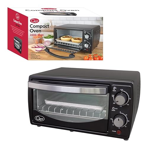 9 Ltr Mini Electric Oven Grill Toaster Black Counter Table Top Compact