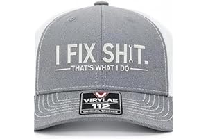 I Fix Shit Trucker Hat, Funny Mechanic & Fixer Cap, Breathable Mesh Denim Hat, Adjustable Cotton Snapback Baseball Cap