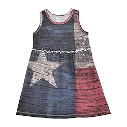 Aflyko Girls Sleeveless Dress Texas Flag Wooden