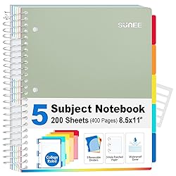 SUNEE 5 Subject Notebook College Ruled - 400