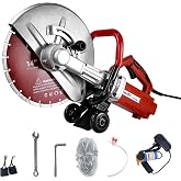 14" 3500W Electric Concrete Saw 4.8" Depth Wet Cut with Pump | 110V, 3600RPM, 14" Blade, Wet Cut Kit, Safety Slow-Start, for Stone, Brick, Porcelain, Concrete