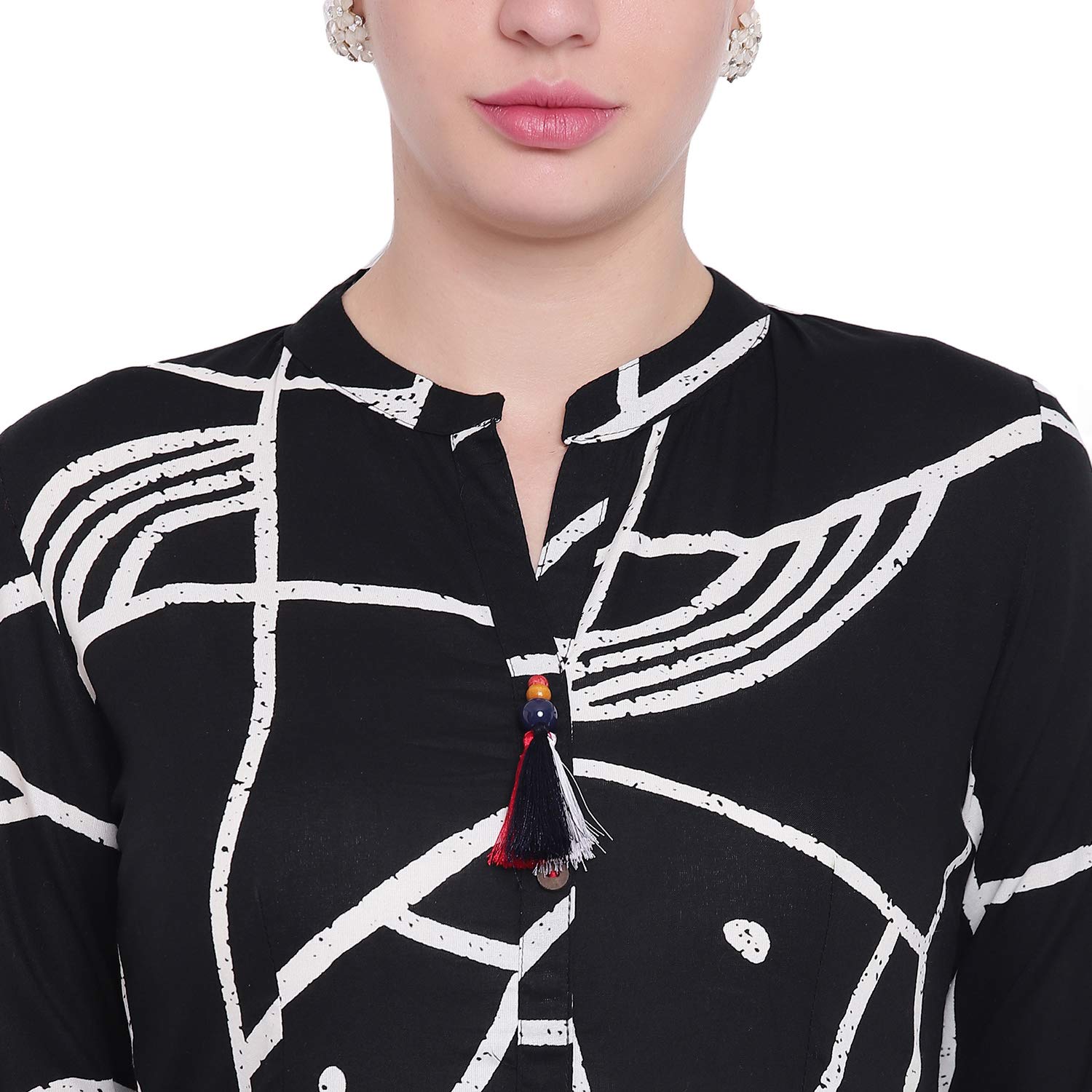 pinky pari abstract print long rayon flared kurta