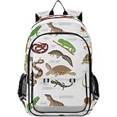 Jucciaco Pet Reptiles and Amphibians School Backpack Laptop Travel Daypack for Kids Girls Boys, Personalized Computer Notebooks Bookbag with Adjustable Padded Straps