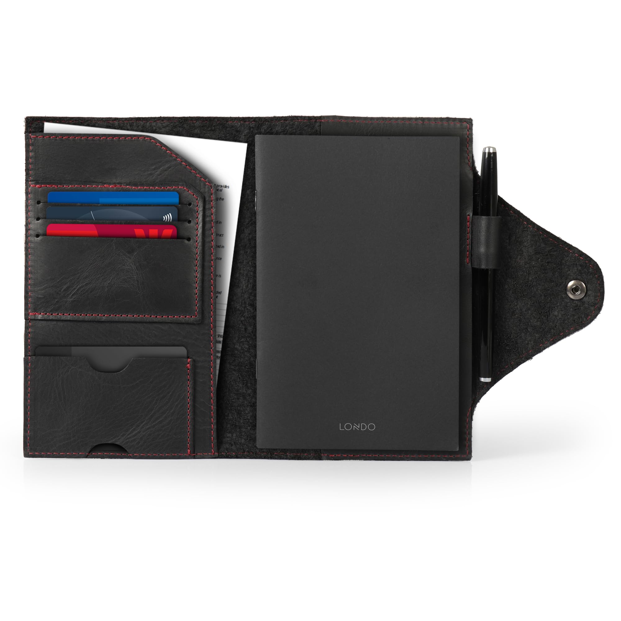LONDO Genuine Leather Portfolio with Notepad and Snap Closure - Medium