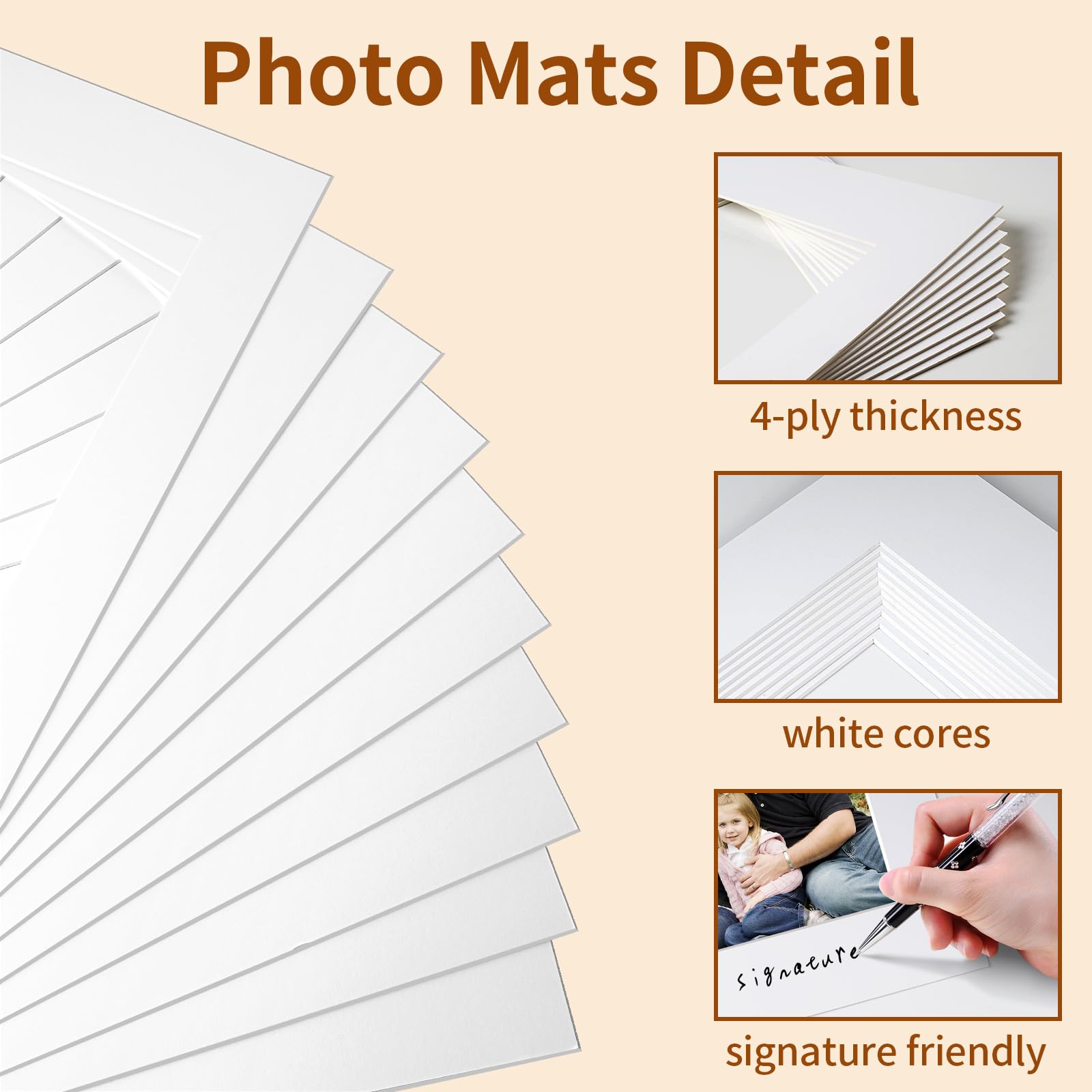 10 Pack Picture Frame Mats, 11x14 Matted to 8x10 Photo Mats, Acid Free Picture Matting for Pictures Photos Watercolor Artwork (White)