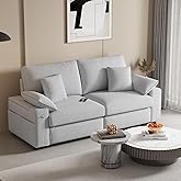 Homixis 76" Modern Sofas for Living Room, Comfy Loveseat Sofa with Deep Seat Couch, USB/Type-C Port, Side Storage, Removable Cover, Small Couches for Living Room, Light Grey