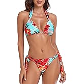 RELLECIGA Women Triangle Bikini Set Push up High Cut Thong 2 Piece Swimsuit