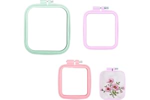 Embroidery Hoops Set – 3 Pack Assorted Sizes and Colours – ABS Plastic Cross Stitch Frames with Adjustable Tension for Embroi