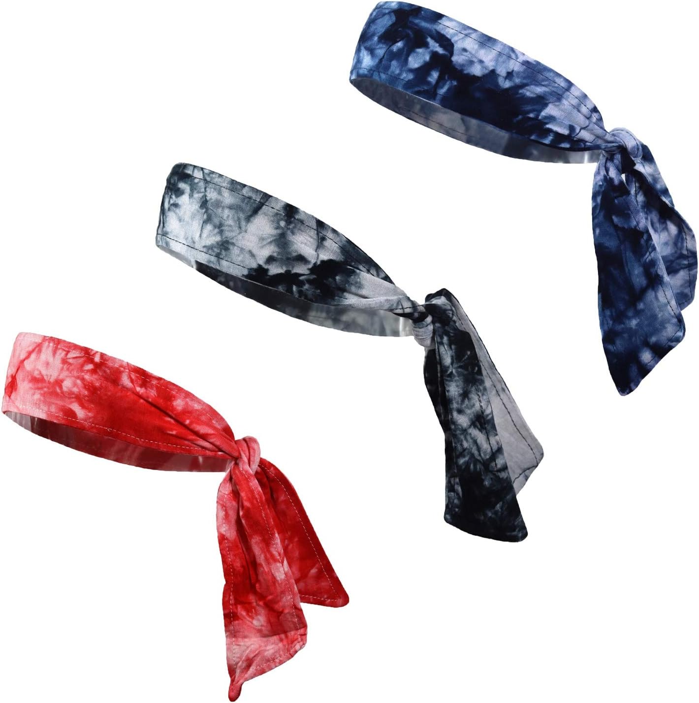 Kenz Laurenz Tie Back Headbands Moisture Wicking Athletic Sports Head Band You Pick Colors
