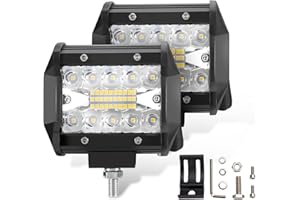 LITE-WAY 4 Inch LED Light Bar - 2Pcs Triple Row LED Work Lighting 7000LM Spot Flood Beam LED Off-Road Driving Lights Waterpro
