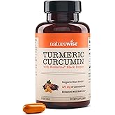 NatureWise Turmeric Curcumin 500mg with Black Pepper Softgels - Extra Strength, Enhanced Absorption - 95% Curcuminoids & BioP