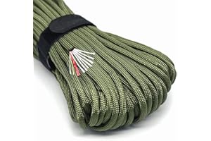 PSKOOK Survival Paracord Parachute Fire Cord Survival Ropes Red Tinder Cord PE Fishing Line Cotton Thread 7 Strands Outdoor 20, 25, 100 Feet