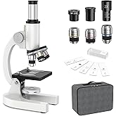 HUTACT 40-2000X Compound Microscope for Kids Adults Beginners | Lightweight Metal-Made / LED Light / Prepared Slide Kit and Storage Case Included / for Science Explore Education Gift