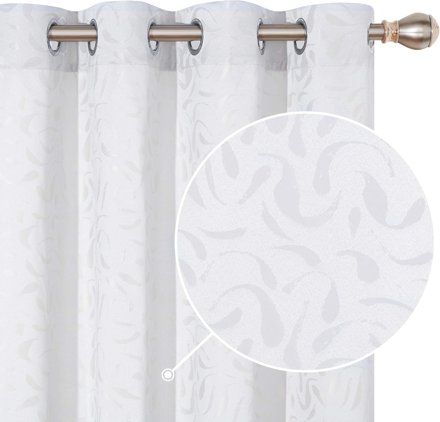 Tende In Voile Jacquard Moderno Con Occhielli 140x138cm - 2 Pannelli Grigio Per Salotto E Camera - Foto 6