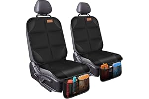 Yuan & Chuang Car Seat Protector 2 Pack -1680D Fabric,with Thickest Padding car seat Cover,car seat Protector for Baby carseat,Non-Slip Backing, 2 Storage Pockets- Black