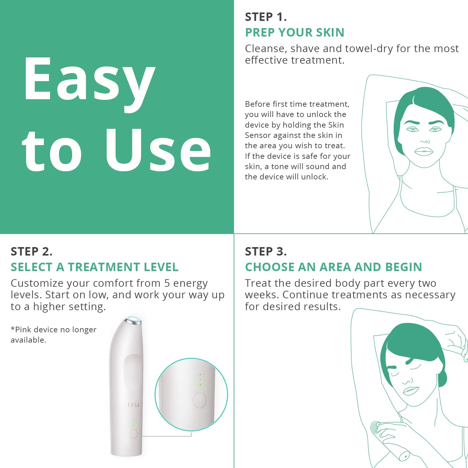 Tria Beauty Hair Removal Laser Precision and Hydrating Calm Soothing Gel with Rechargeable Li-ion Cell, 1 ct.