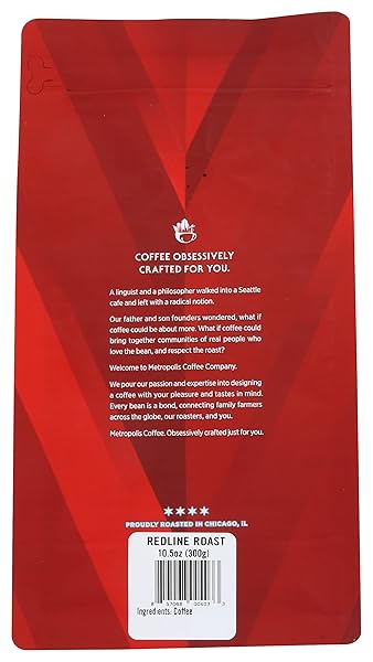 METROPOLIS COFFEE COMPANY, COFFEE REDLINE ROAST WHOLEBEAN, 10.5 OUNCE