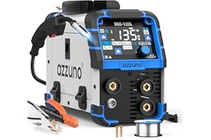 AZZUNO MIG Welder 135Amp 110V, 3 in 1 Gasless Flux Core MIG Welder/Lift TIG/Stick Welding Machine, Wire Feed Welder with Synergic Control