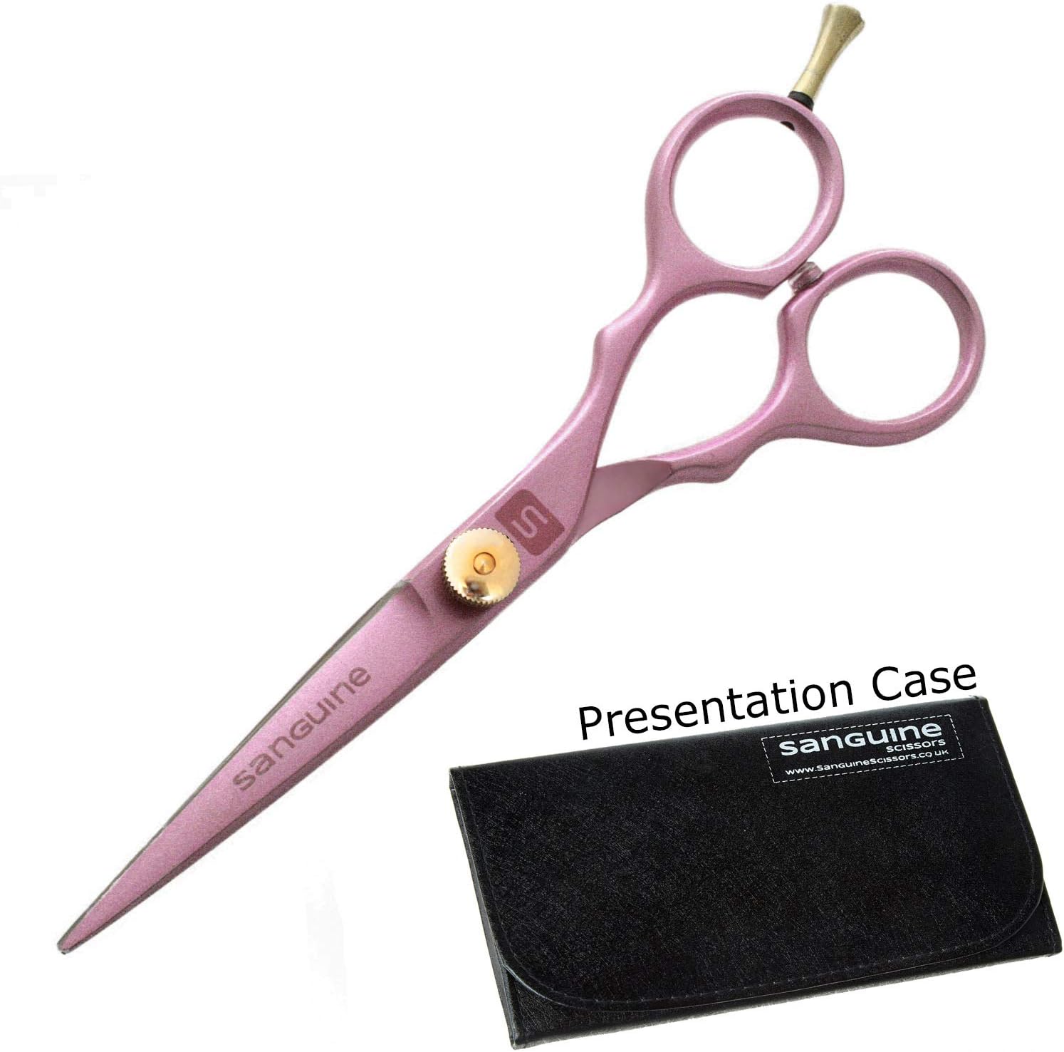 Sanguine Pink Hair Scissors, Hairdressing Scissors for All Types of Hair, Presentation Case