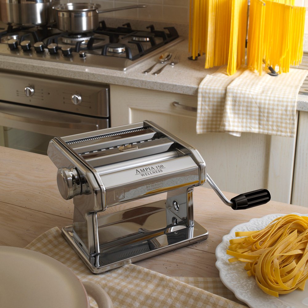 Marcato Atlas Ampia Pasta Machine, Made in Italy, Chrome Plated Steel