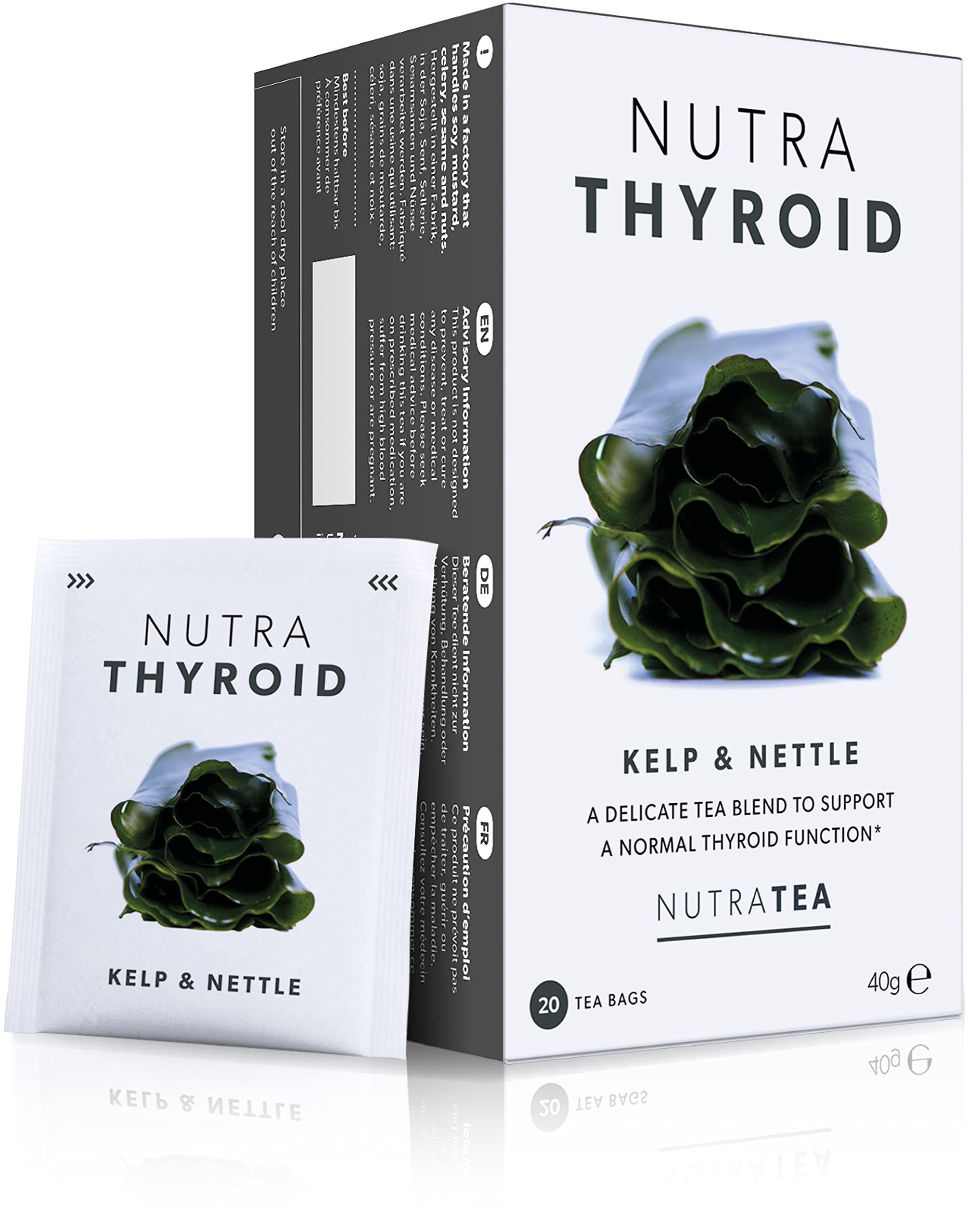 Nutra Tea Nutrathyroid - Thyroid Health And Metabolism Tea With Kelp, Bladderwrack & Ashwagandha - 40 Individual Wrapped Bags -(2 Pack)