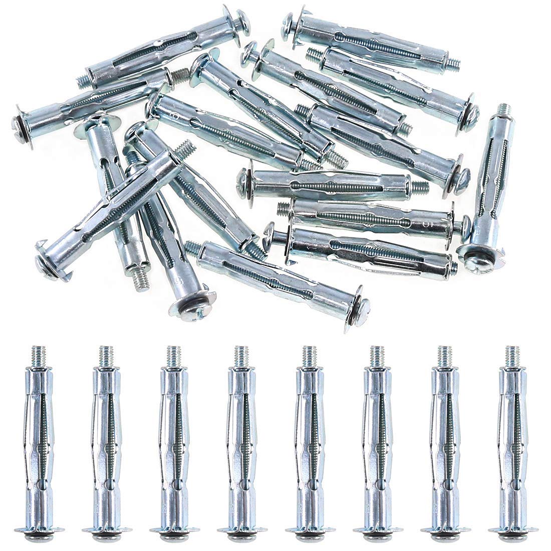 M4 x 38 Heavy Duty Metal Zinc Plated Steel Molly Bolt (Pack of 10) Hollow Drive Wall Anchor Screws Set for Drywall Plaster Wall Dry Plasterboard Tile Block Gypsum Board (38mm Long) M4x38