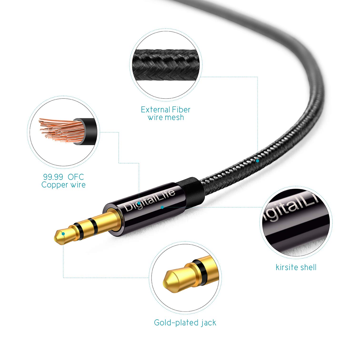 DigitalLife Stereo Audio Cable - 3.5mm Male to 2X RCA Female